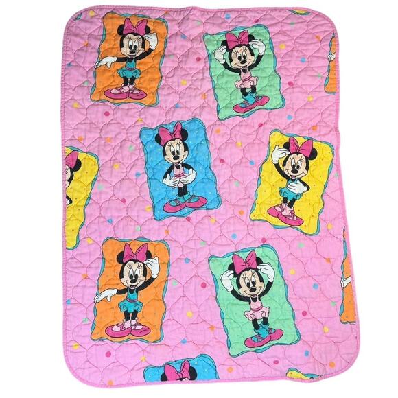 Vintage Disney Ballerina Minnie Mouse Pink Blanket Comforter 39.5”X53 - Picture 1 of 10